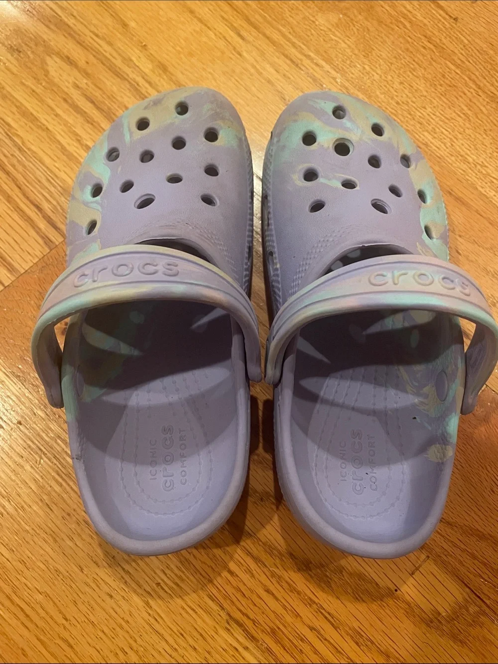 CROCS Kids Pastel Lavender Tie-Dye Slip-On Clogs
